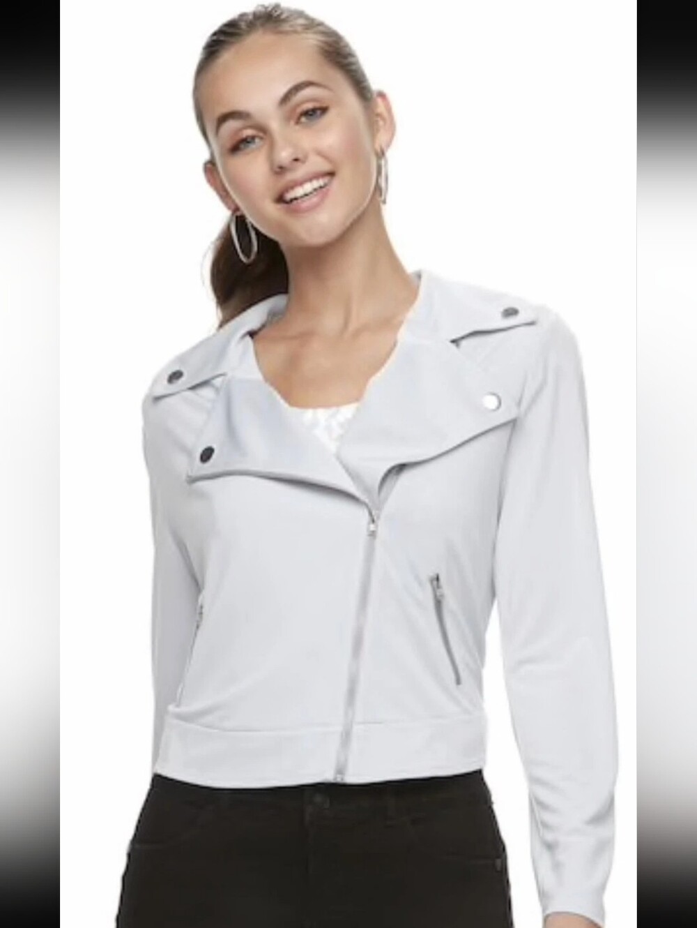 NWOT Light Grey Moto Jacket Cropped Candies